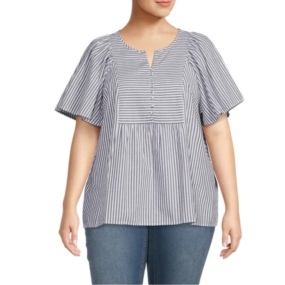 Terra & Sky Women's Plus Size Peplum Woven Top (836)
